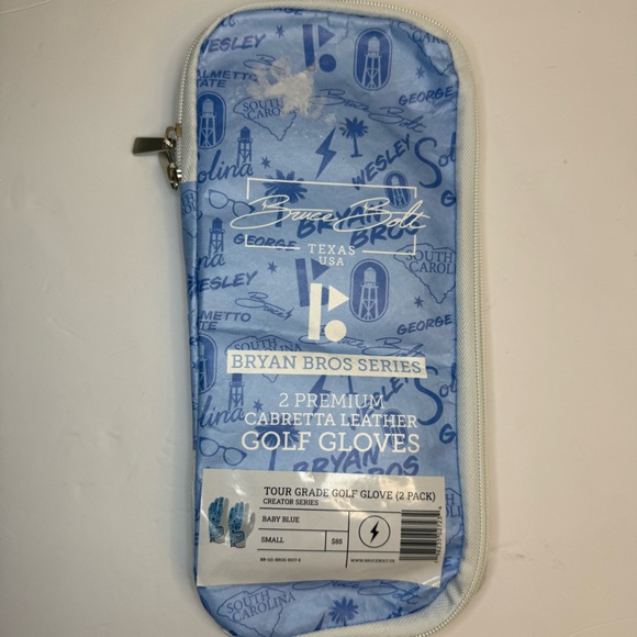 Bruce Bolt Bryan Bros Creator Series Golf Gloves Baby Blue 2-Pack Small NWT